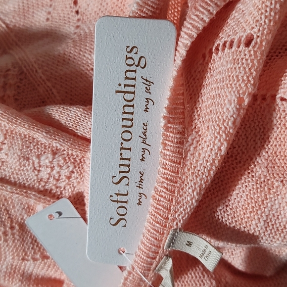 SOFT SURROUNDINGS CASUAL FALL LONG SLEEVE VNECK ORANGE CABLE KNIT SWEATER MEDIUM - Picture 2 of 15